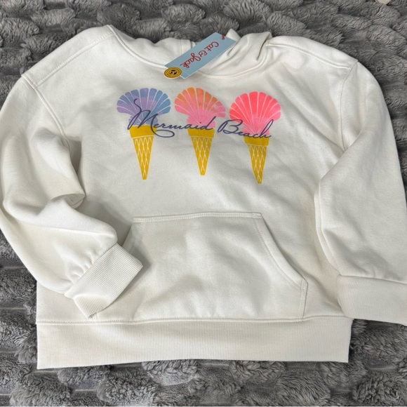 Cat & Jack Mermaid Beach' Fleece Pullover Sweatshirt - Cream XS, NWT - Picture 2 of 6